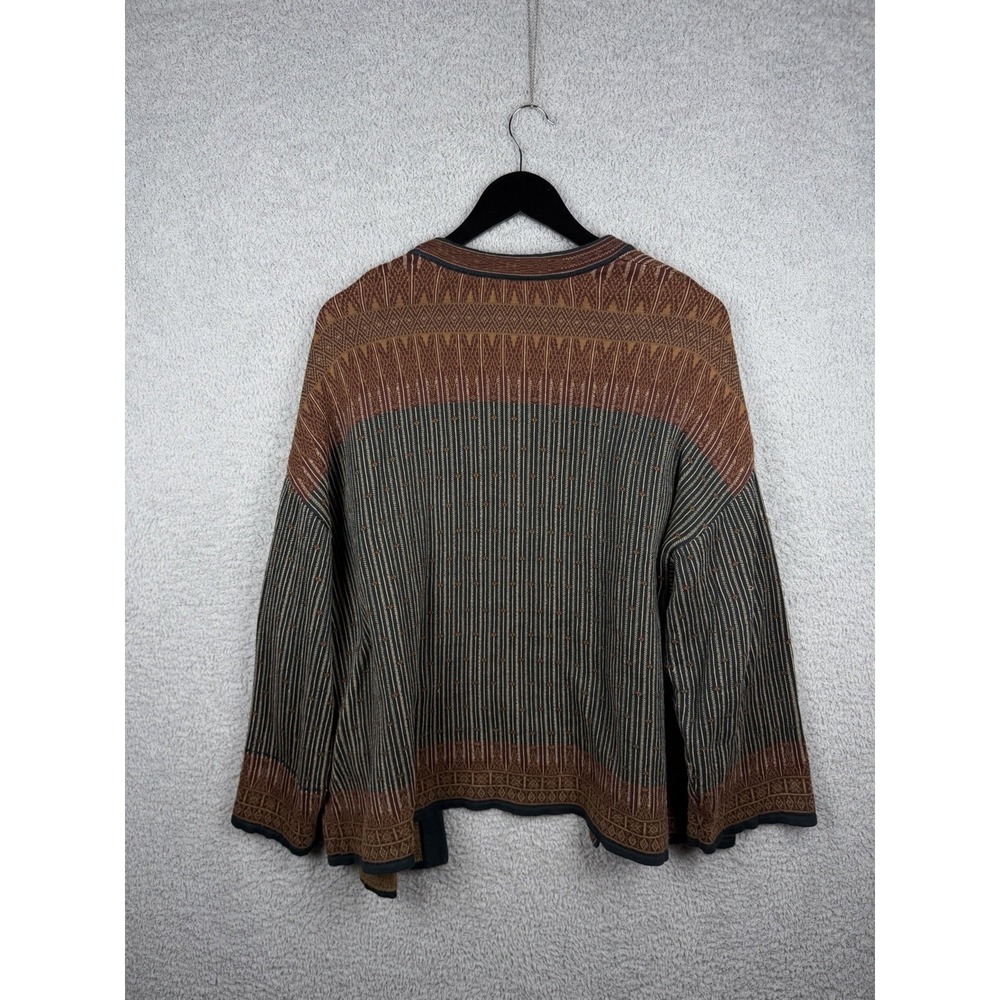Peruvian Connection Artisan Knit Cardigan Open Front Multicolor Ethnic Boho XL - Picture 9 of 10